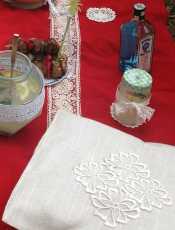 picknick Spitze Kissen verzierung dekorieren DIY Flaschenuntersetzer